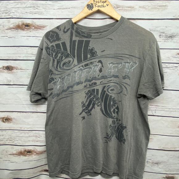 Hurley Gray Short Sleeve Graphic Tee Shirt TShirt Large Lightweight Soft - Picture 6 of 8